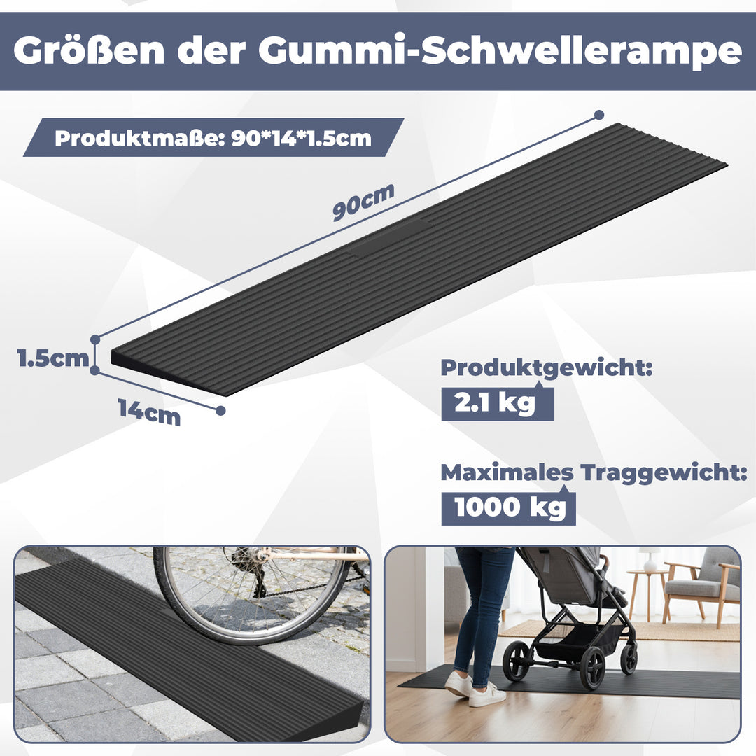 Sonnewelt Türschwellenrampe Rollstuhlrampe Gummi 1,5-4,5 cm