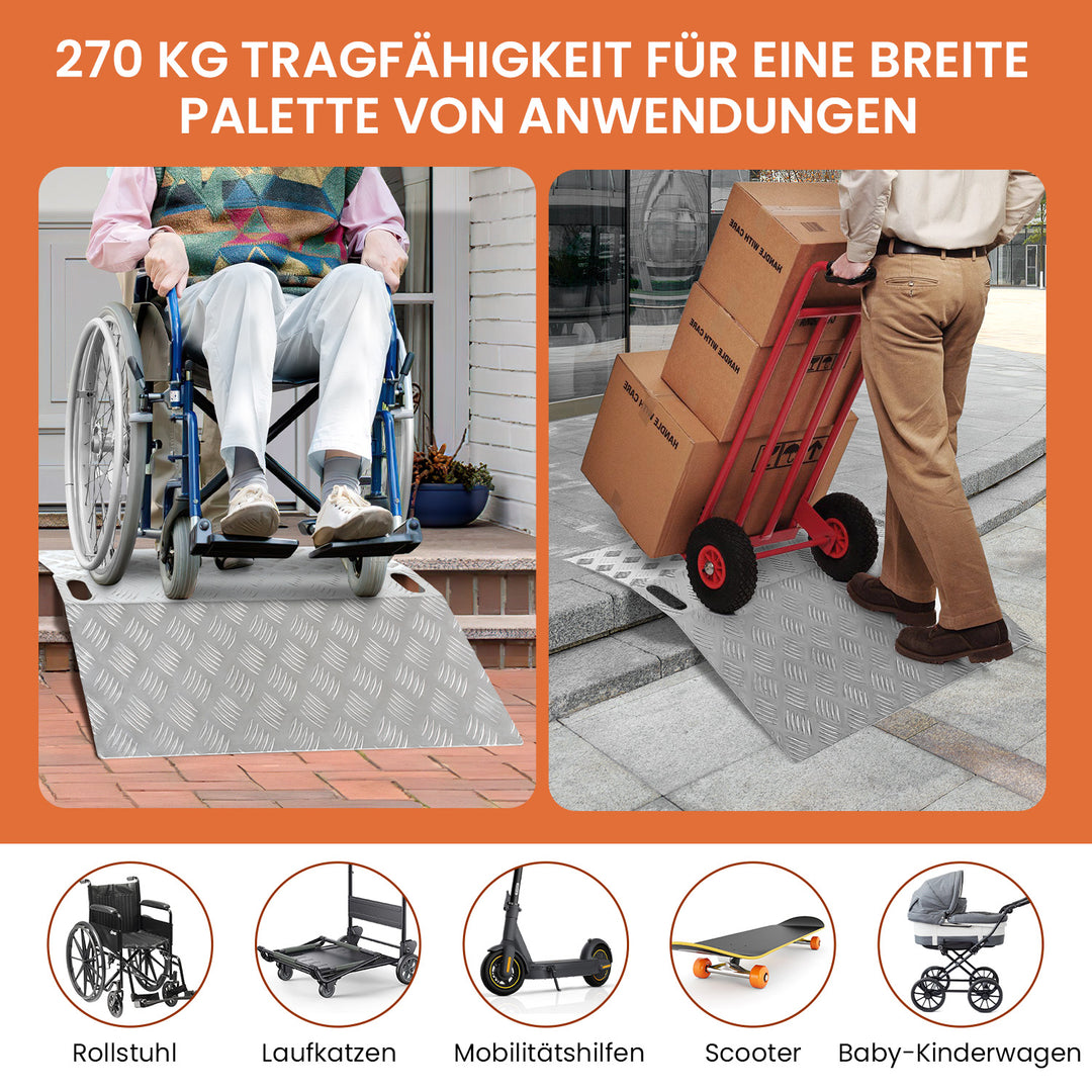 Sonnewelt Türschwellenrampe Rollstuhlrampe Aluminium Tragfähigkeit 270 kg
