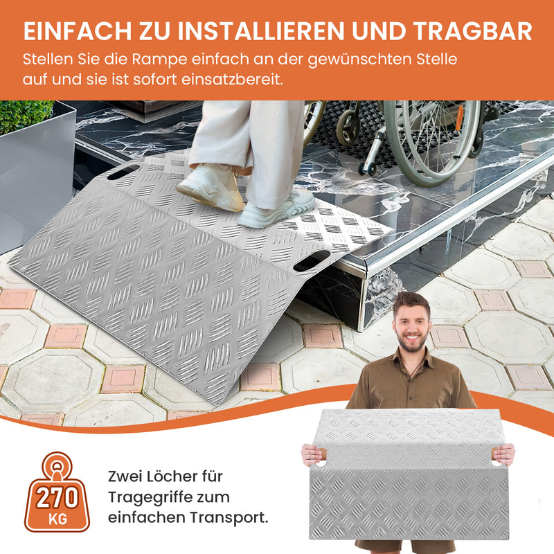 Sonnewelt Türschwellenrampe Rollstuhlrampe Aluminium Tragfähigkeit 270 kg