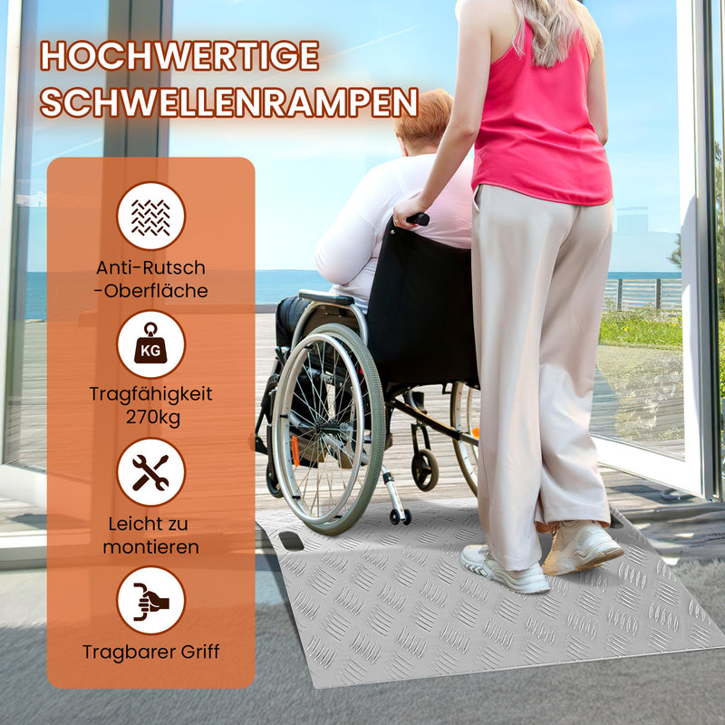 Sonnewelt Türschwellenrampe Rollstuhlrampe Aluminium Tragfähigkeit 270 kg