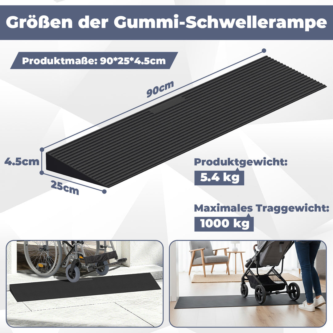 Sonnewelt Türschwellenrampe Rollstuhlrampe Gummi 1,5-4,5 cm
