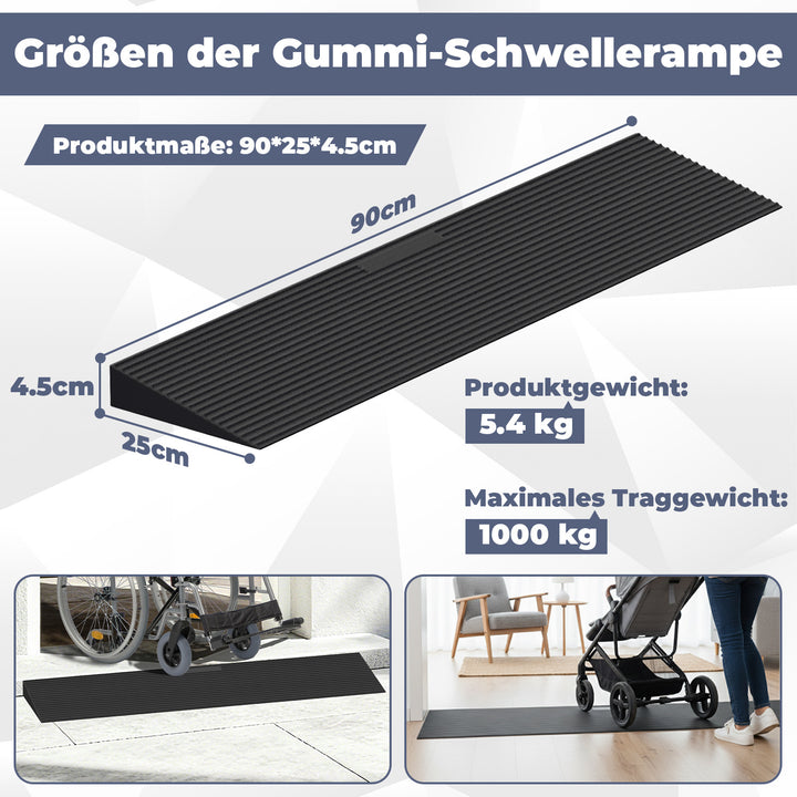 Sonnewelt Türschwellenrampe Rollstuhlrampe Gummi 1,5-4,5 cm