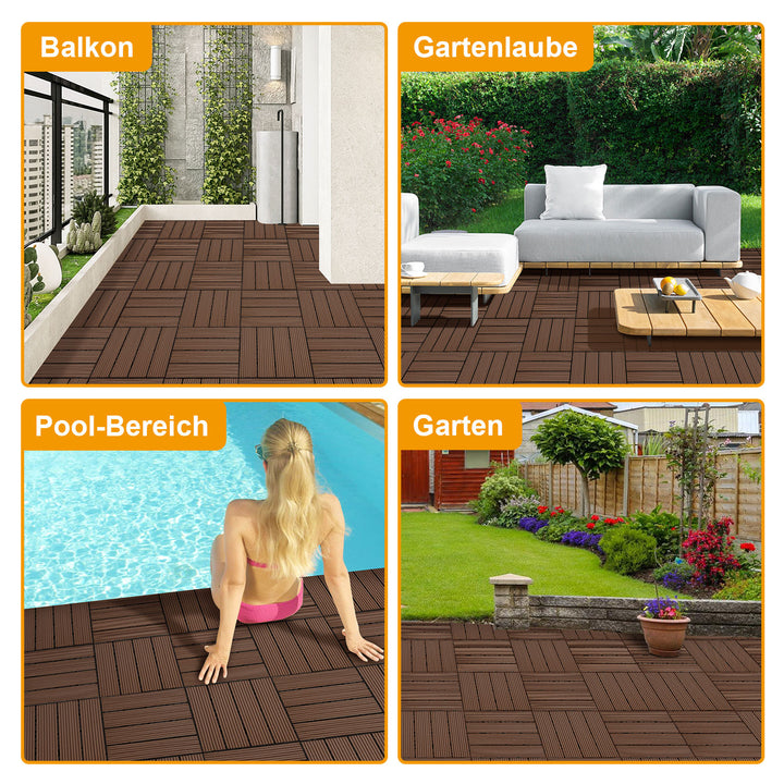 Sonnewelt WPC Terrassenfliesen 30x30 cm 11 Stück Set