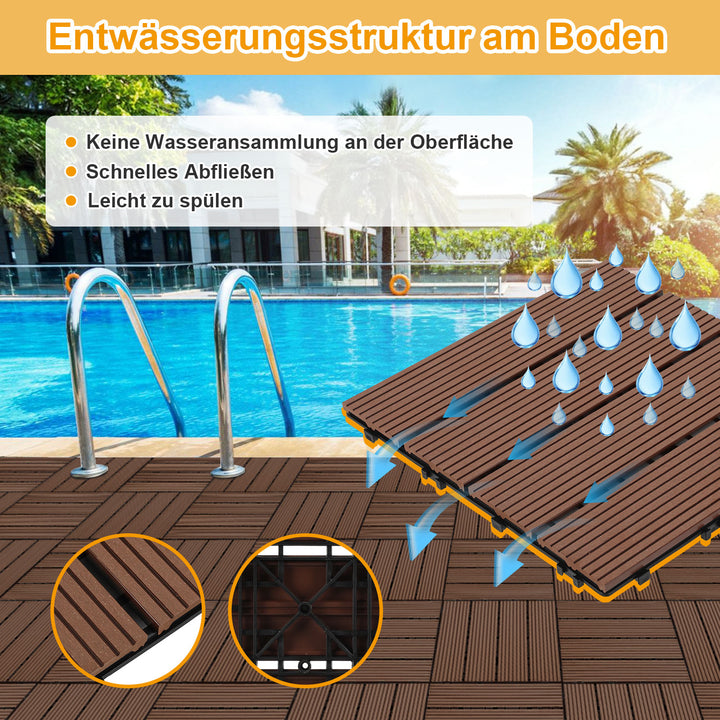 Sonnewelt WPC Terrassenfliesen 30x30 cm 11 Stück Set