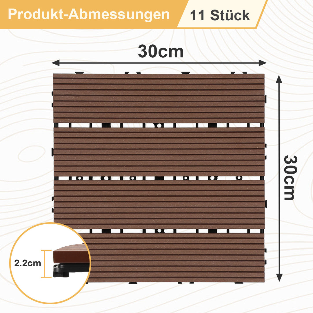 Sonnewelt WPC Terrassenfliesen 30x30 cm 11 Stück Set
