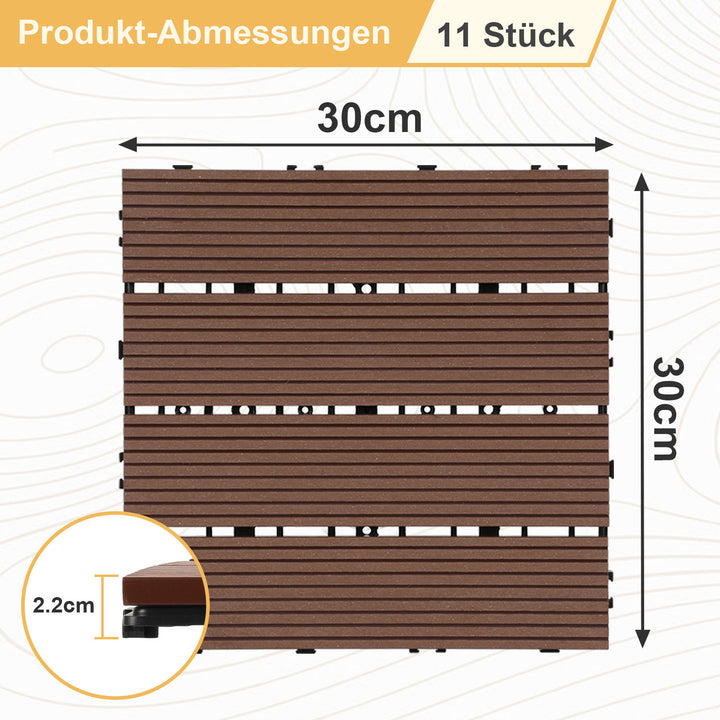 Sonnewelt WPC Terrassenfliesen 30x30 cm 11 Stück Set