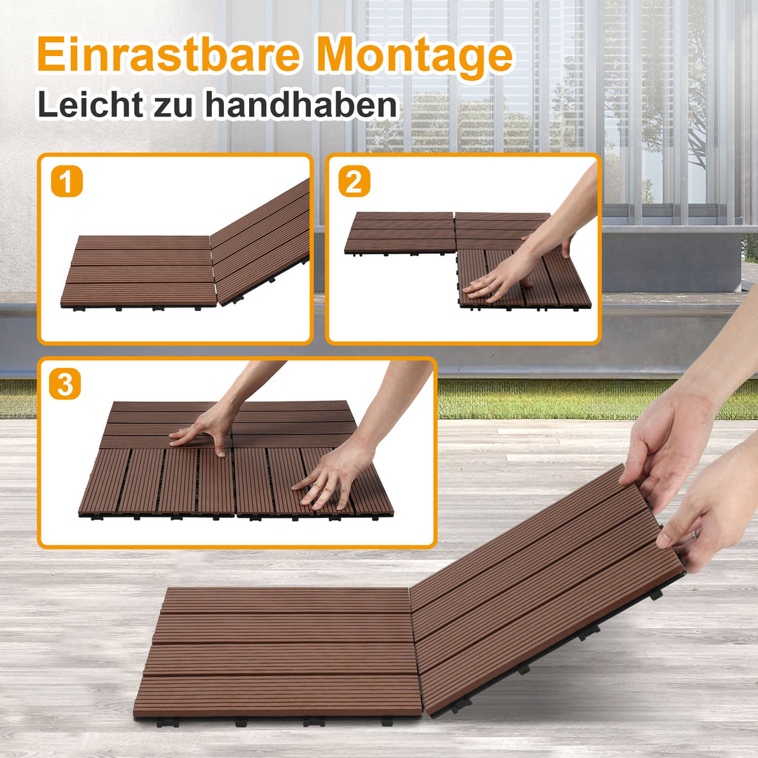 Sonnewelt WPC Terrassenfliesen 30x30 cm 11 Stück Set