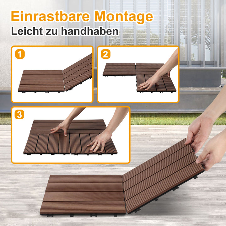 Sonnewelt WPC Terrassenfliesen 30x30 cm 11 Stück Set