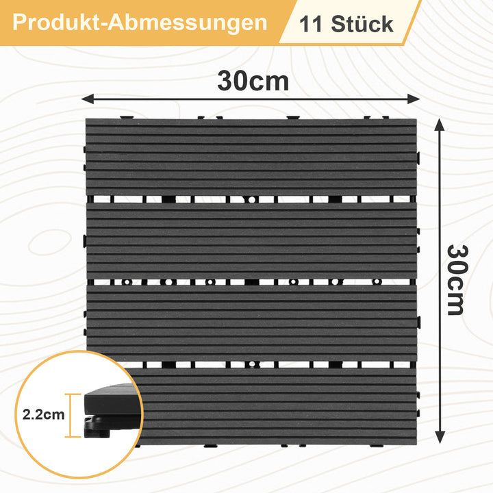 Sonnewelt WPC Terrassenfliesen 30x30 cm 11 Stück Set