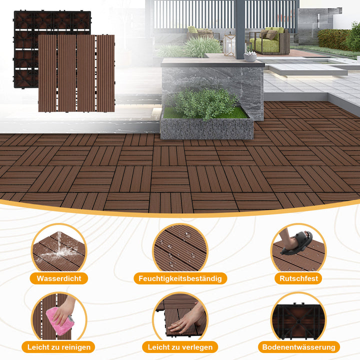Sonnewelt WPC Terrassenfliesen 30x30 cm 11 Stück Set