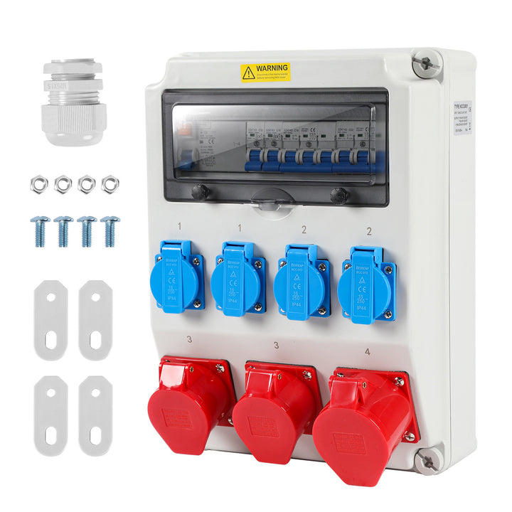Sonnewelt Wandverteiler FI 4xSchuko-Steckdose und CEE-Steckdose 16/32A