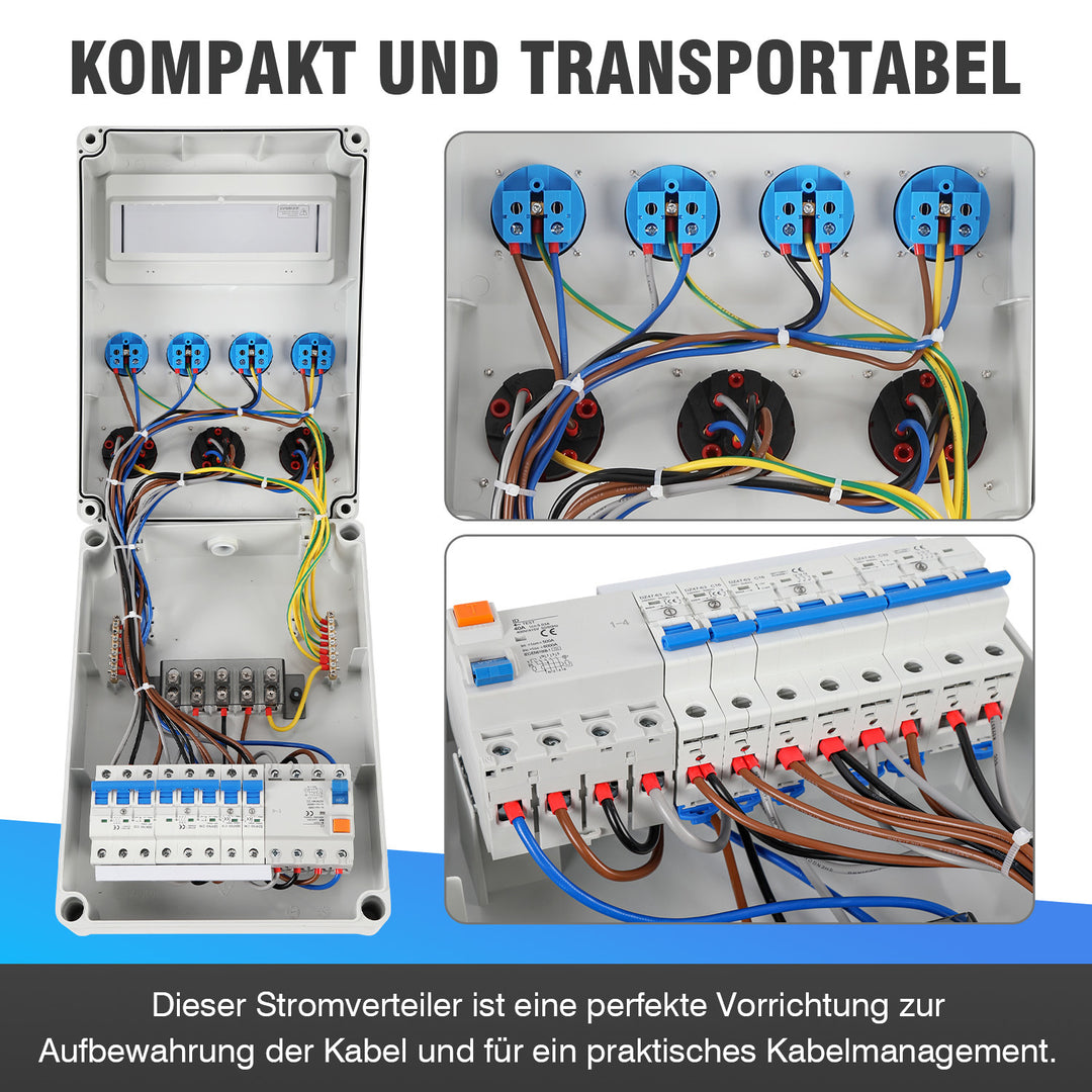 Sonnewelt Wandverteiler FI 4xSchuko-Steckdose und CEE-Steckdose 16/32A