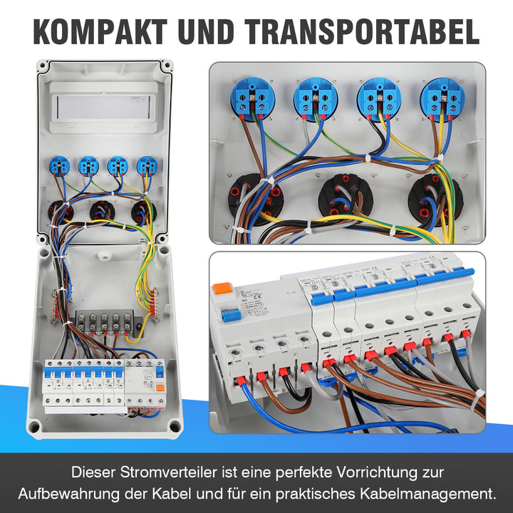 Sonnewelt Wandverteiler FI 4xSchuko-Steckdose und CEE-Steckdose 16/32A