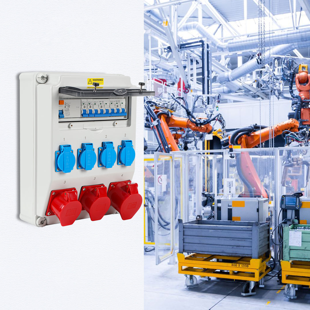 Sonnewelt Wandverteiler FI 4xSchuko-Steckdose und CEE-Steckdose 16/32A