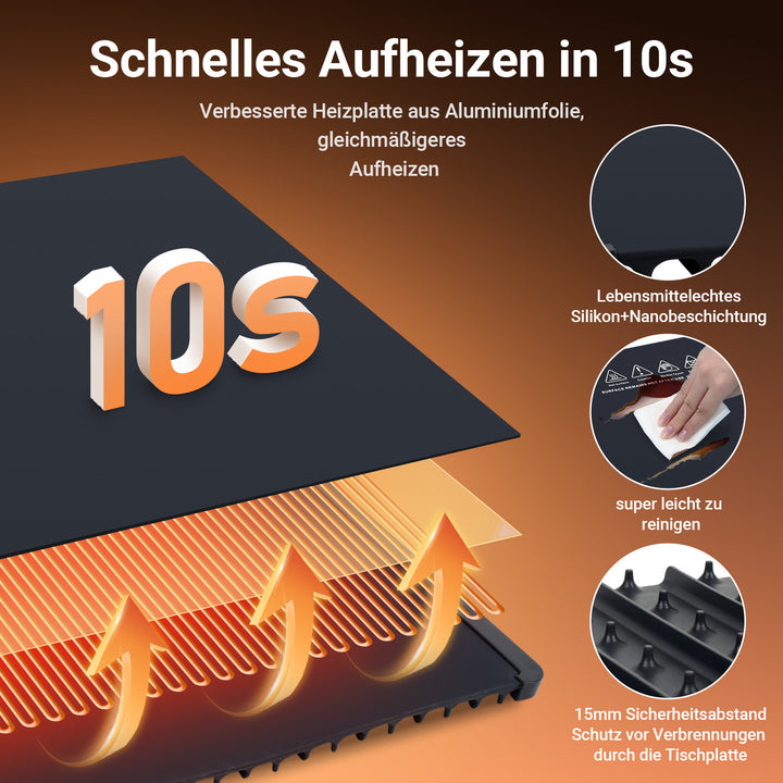 Sonnewelt Warmhalteplatte Elektrische Erwärmung Faltbare 65x38 cm