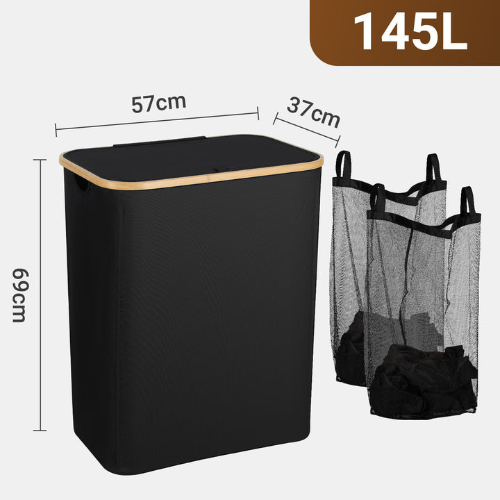 Sonnewelt Wäschekorb Waschesammler mit Deckel 100/145/160L