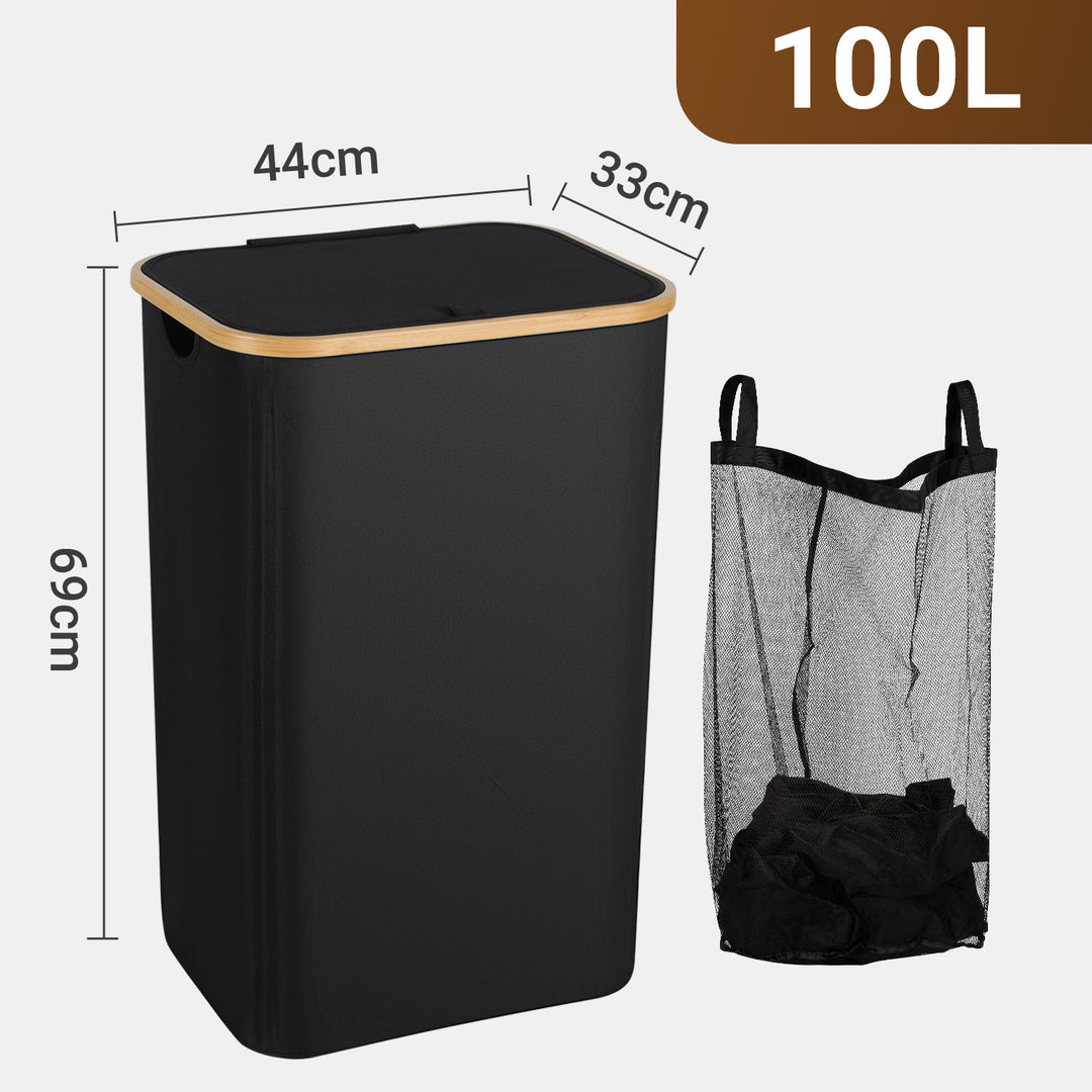 Sonnewelt Wäschekorb Waschesammler mit Deckel 100/145/160L