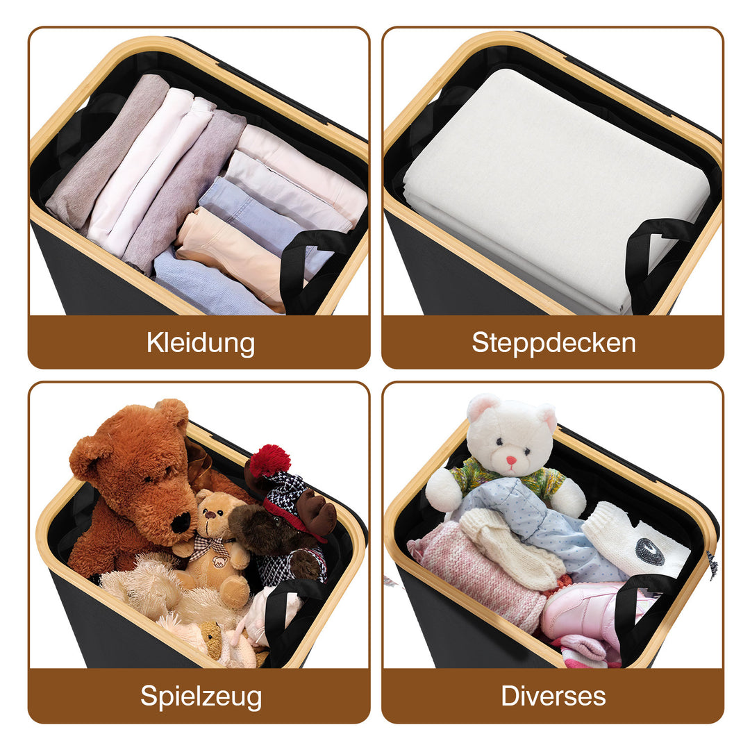 Sonnewelt Wäschekorb Waschesammler mit Deckel 100/145/160L