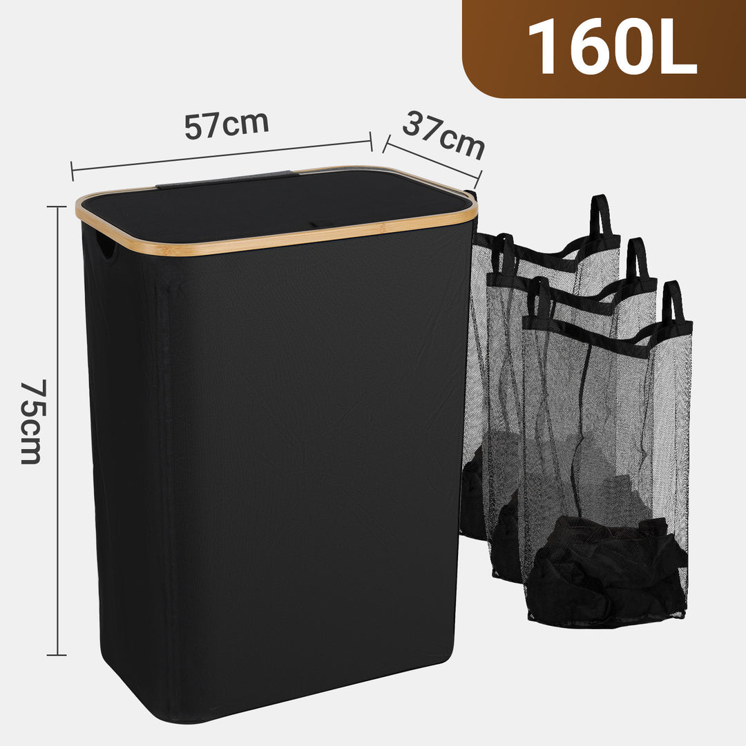 Sonnewelt Wäschekorb Waschesammler mit Deckel 100/145/160L