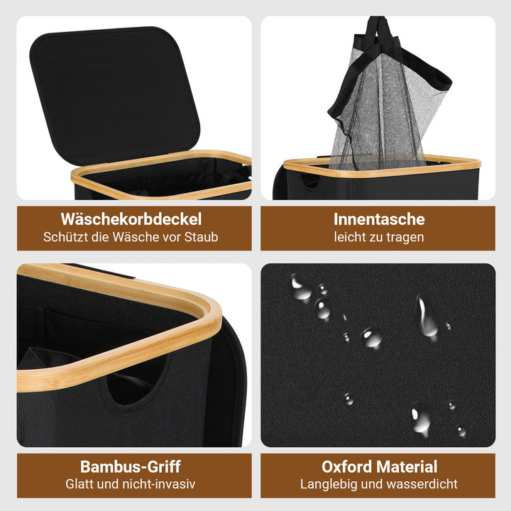 Sonnewelt Wäschekorb Waschesammler mit Deckel 100/145/160L