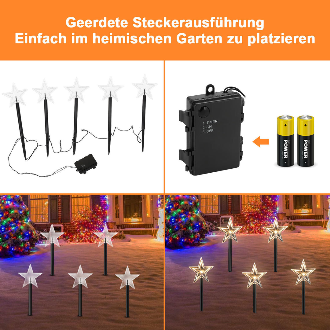 Sonnewelt 5 Pcs Sterne Weihnachtsbeleuchtung Gartenleuchte