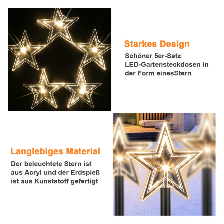 Sonnewelt 5 Pcs Sterne Weihnachtsbeleuchtung Gartenleuchte