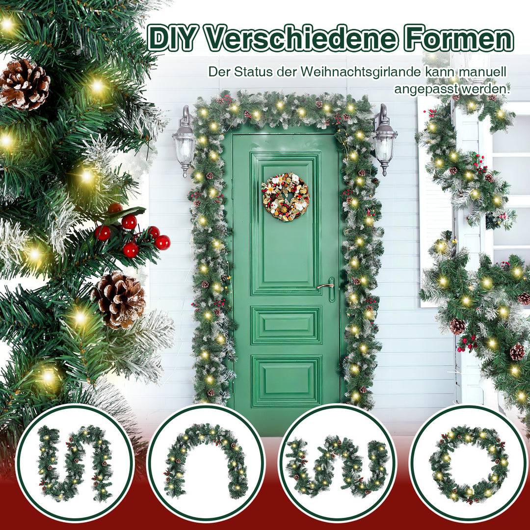 Sonnewelt Weihnachtsgirlande mit Beleuchtung und Deko, USB 2,7 m/5 m