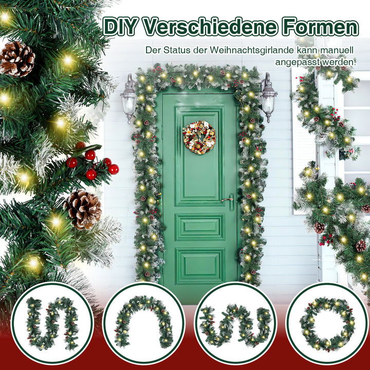 Sonnewelt Weihnachtsgirlande mit Beleuchtung und Deko, USB 2,7 m/5 m