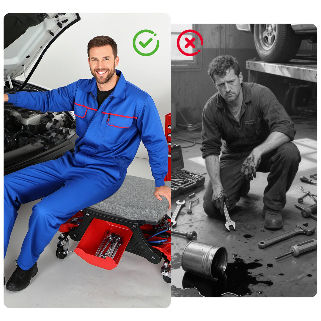 Sonnewelt Werkstatthocker Rollhocker mit Aufbewahrungsbox