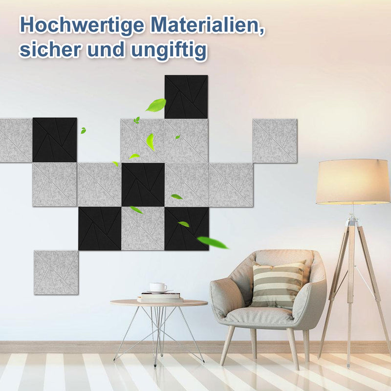 Sonnewelt Akustikplatten Wandpaneele Selbstklebend 12/18 Stück Quadratisch Dreieck