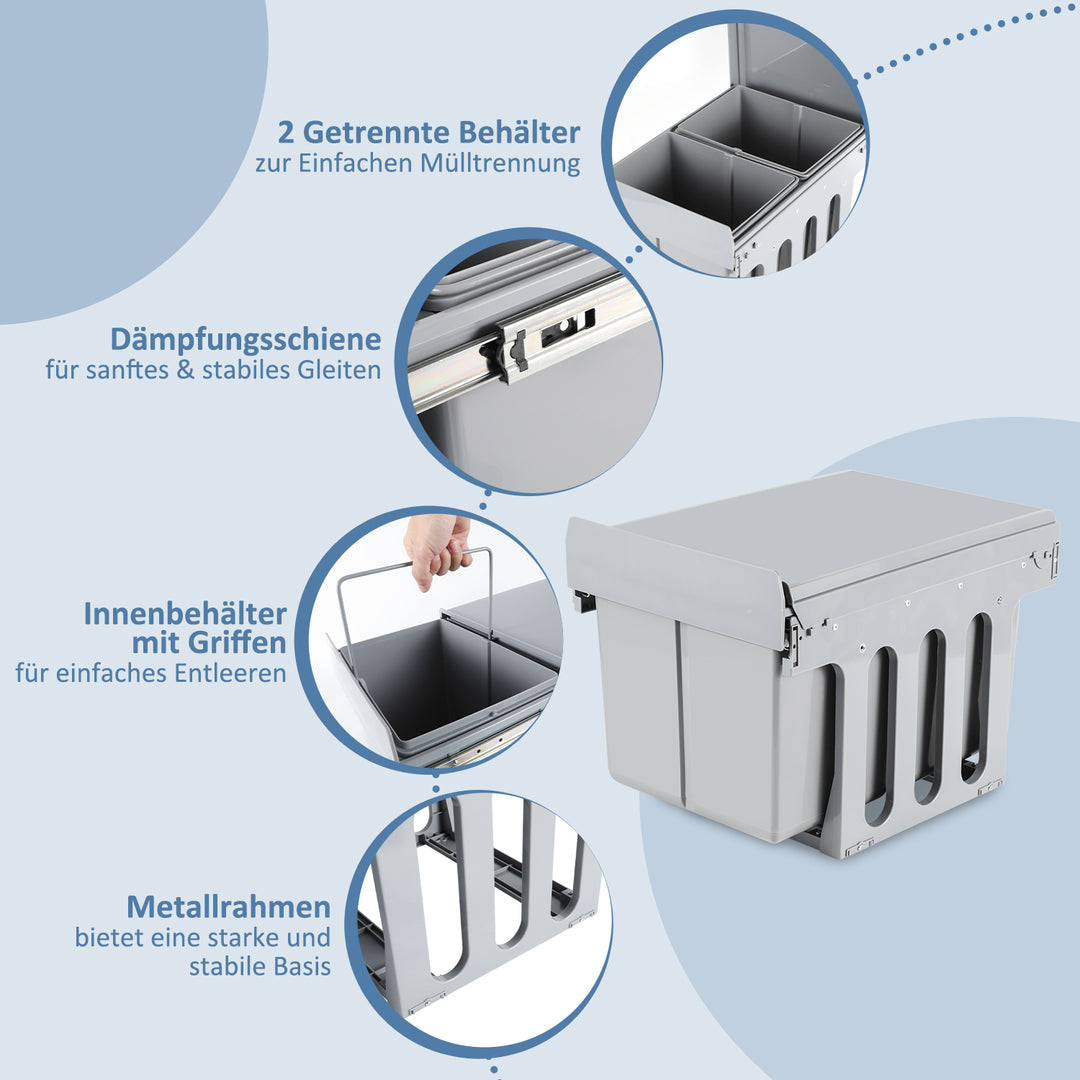 Sonnewelt Mülleimer Abfalleimer Einbau 30L Schrank