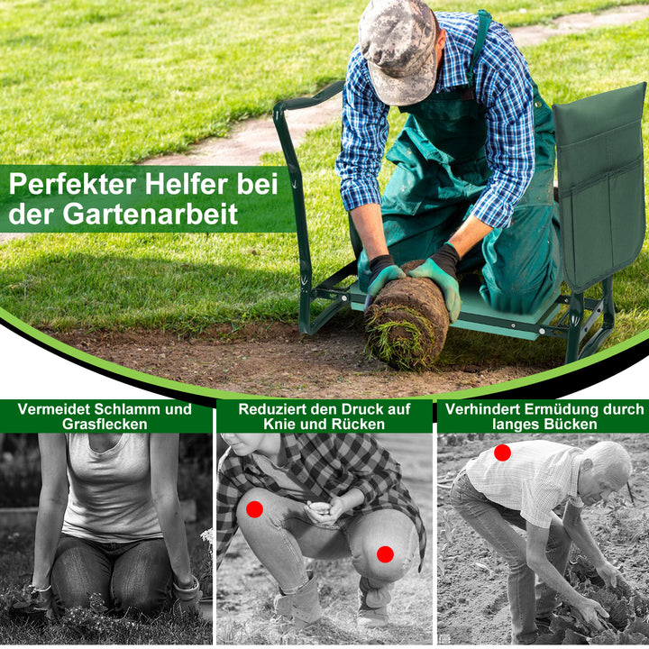 Sonnewelt 2 in 1 Kniebank für Gartenarbeit Gartenhocker mit Eva-Schaumkissen