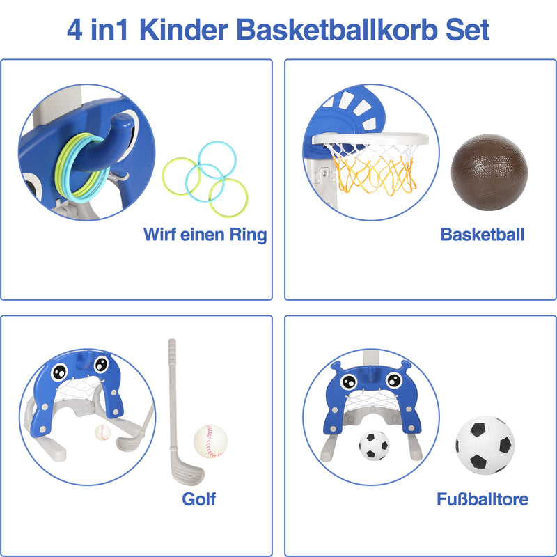 Sonnewelt Kinder Basketballkorb Set 4 in 1 höhenverstellbarer