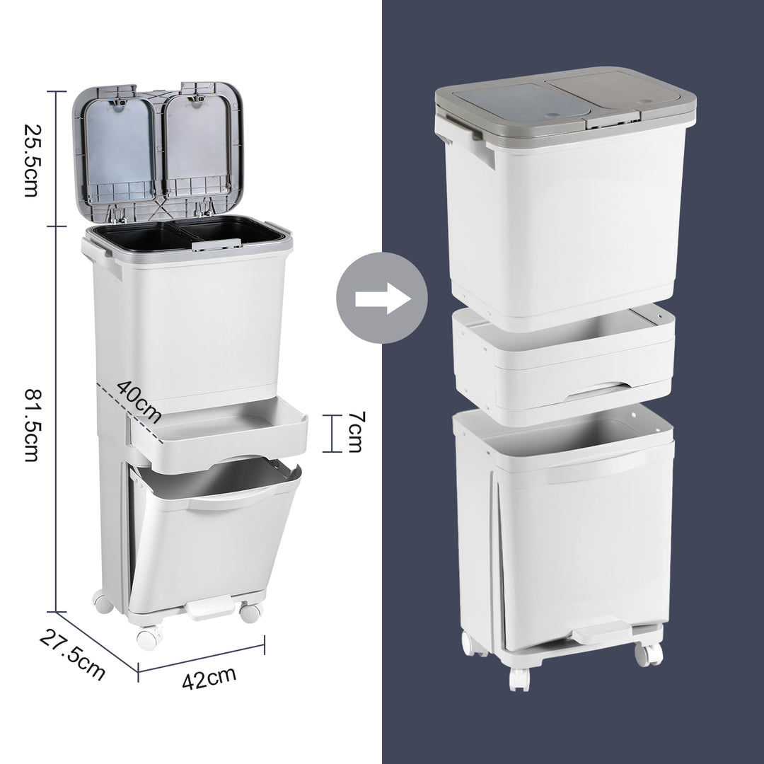Sonnewelt Mülleimer Küche 42L Mülltrennsystem 3 Fächer