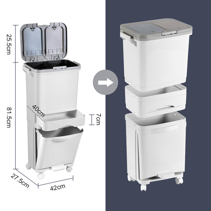 Sonnewelt Mülleimer Küche 42L Mülltrennsystem 3 Fächer