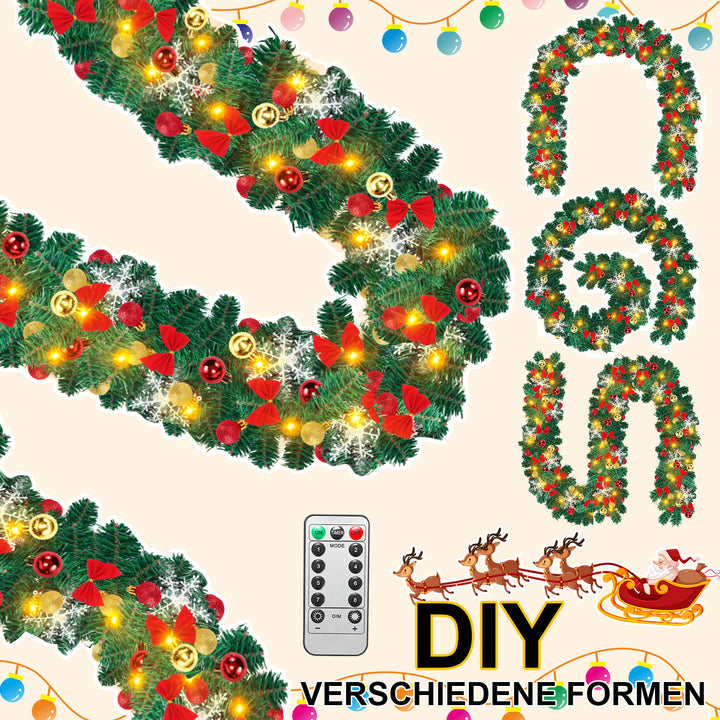Sonnewelt Weihnachtsgirlande 100 LEDs mit Deko und Fernbedienung 5m