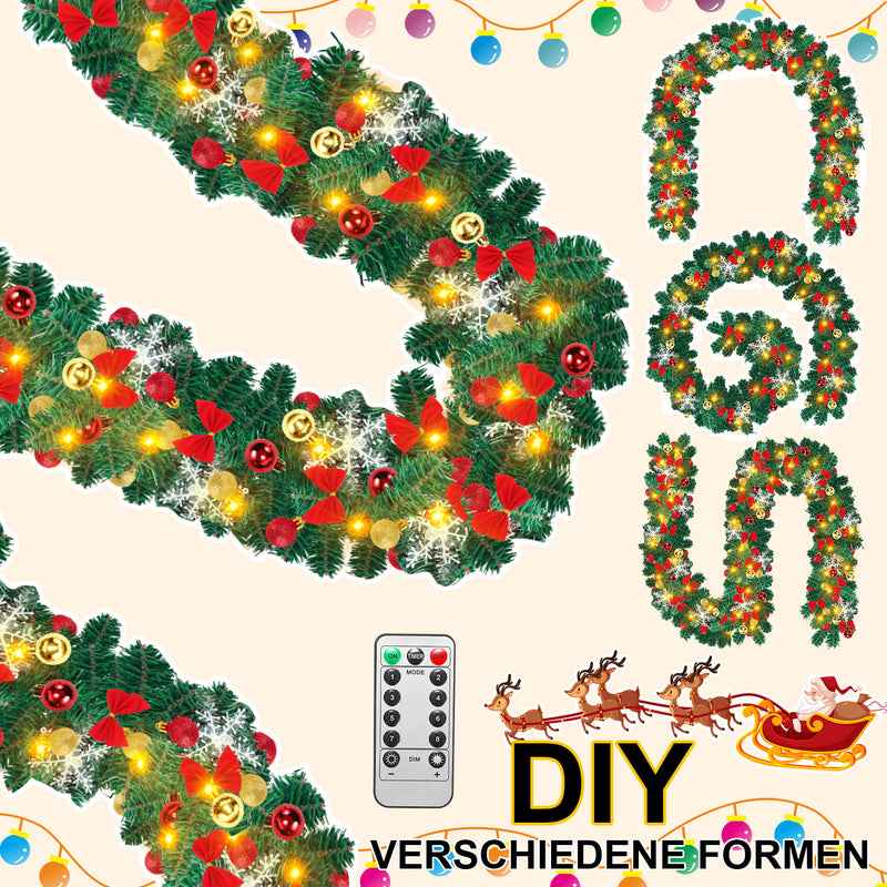 Sonnewelt Weihnachtsgirlande 100 LEDs mit Deko und Fernbedienung 5m