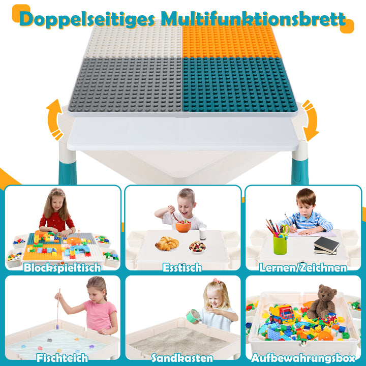Sonnewelt children's table with 2 chairs play table with 251 pieces of building blocks