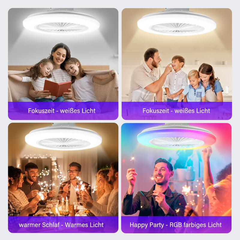 Sonnewelt Deckenventilator mit Beleuchtung RGB mit Fernbedienung