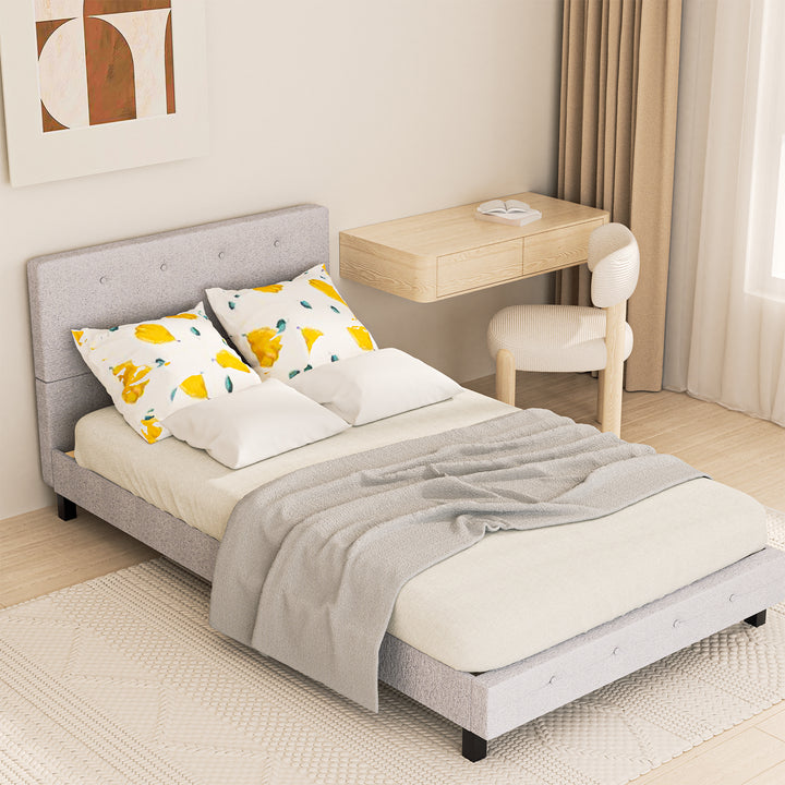 Sonnewelt upholstered bed frame with headboard soft fabric