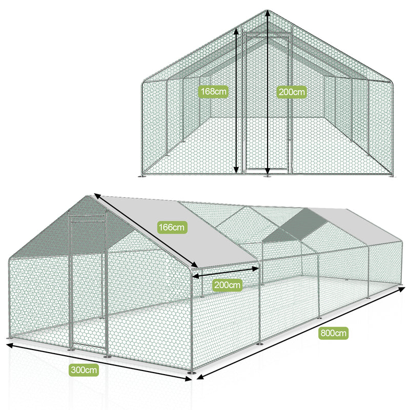 Sonnewelt Hühnerstall mit PE-Farbtuch 3x8x2m