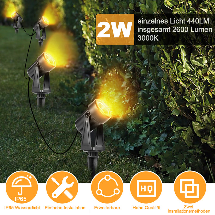 Sonnewelt LED Gartenbeleuchtung Gartenleuchte Warmweiß IP65 6er Set