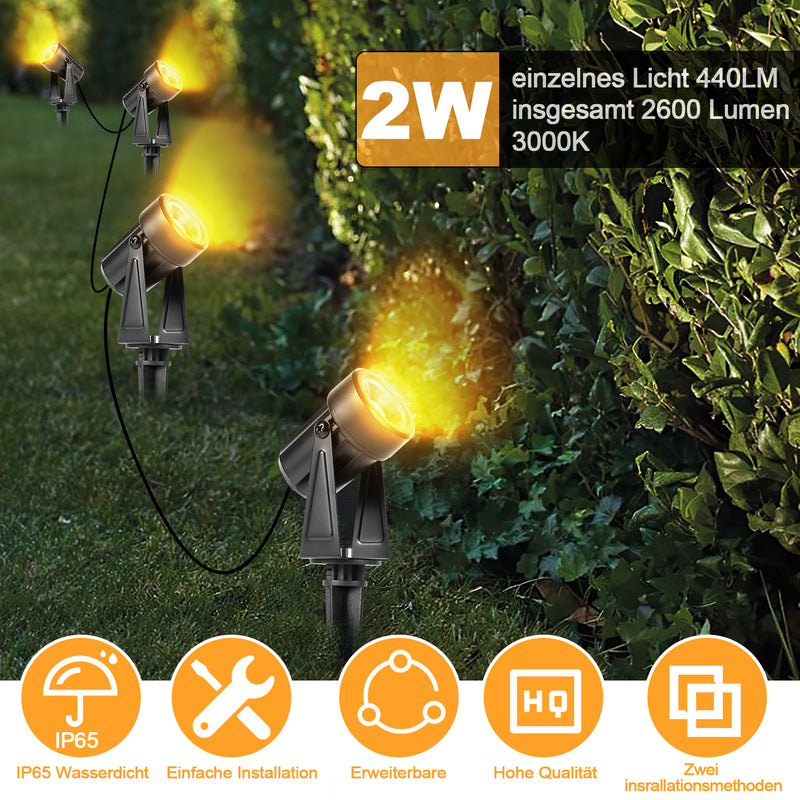 Sonnewelt LED Gartenbeleuchtung Gartenleuchte Warmweiß IP65 6er Set