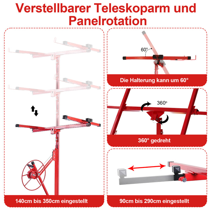 Sonnewelt Plattenheber 68 kg Traglast klappbar höhenverstellbar 140 cm -350 cm