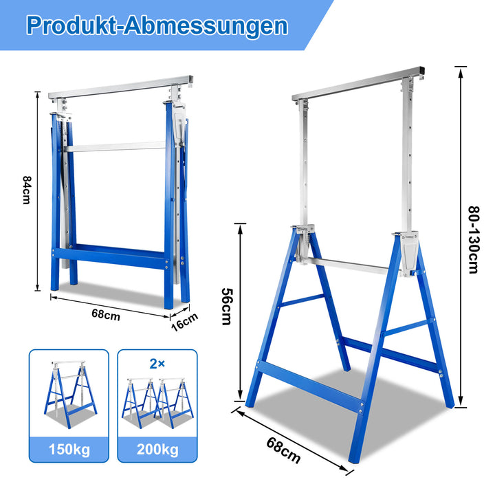 Sonnewelt 2x scaffolding trestle folding trestle 7-way height adjustable