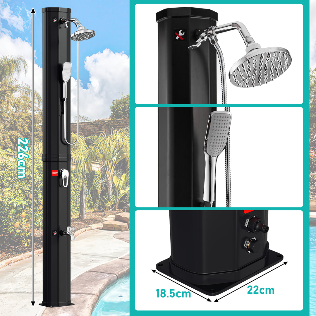 Sonnewelt 60L Solar Shower Garden Shower Incl. Protective Cover and Hand Shower