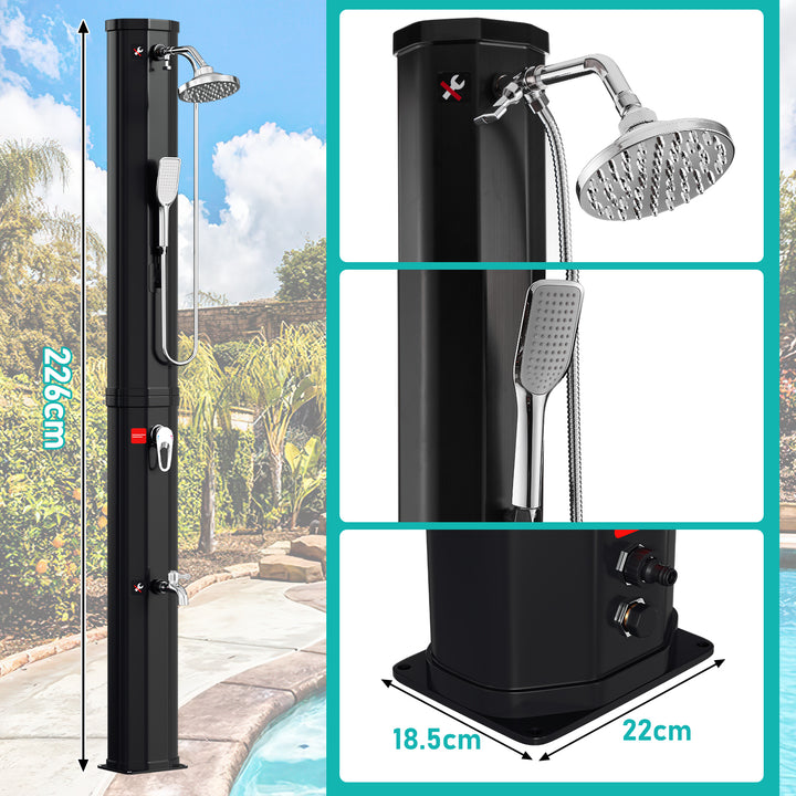 Sonnewelt 60L Solar Shower Garden Shower Incl. Protective Cover and Hand Shower