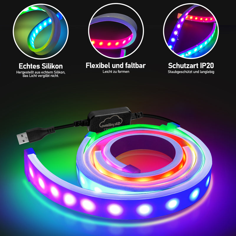 Sonnewelt Neon LED Strip RGBIC LED Streifen für PC-Monitor