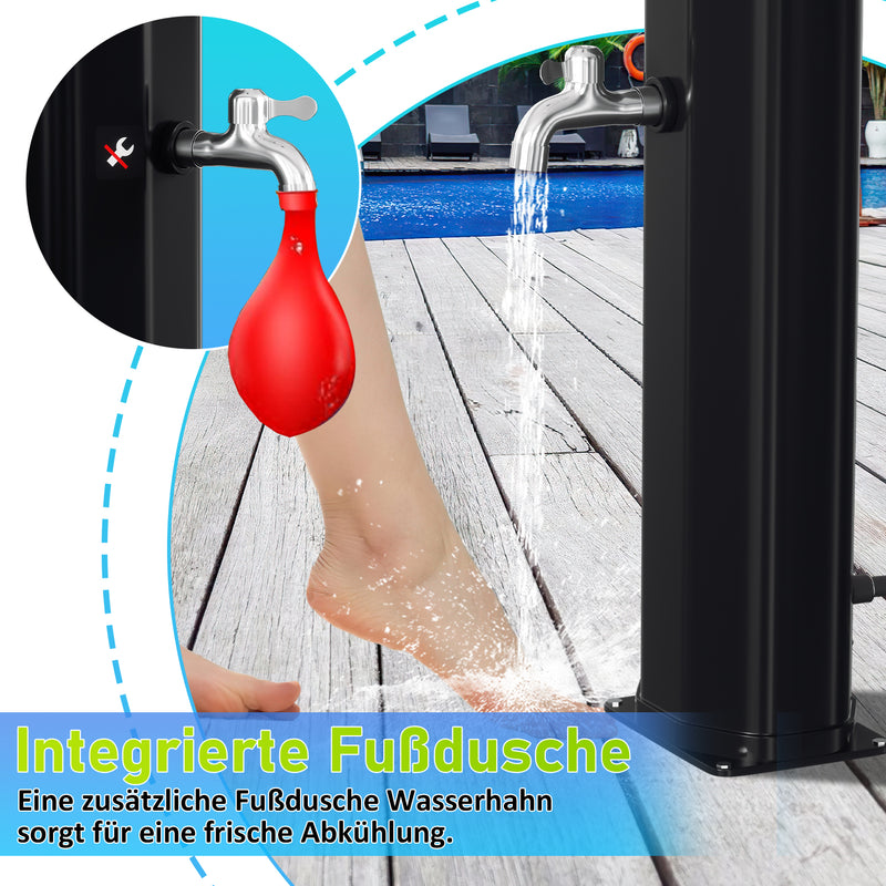 Sonnewelt 35L Solardusche Gartendusche Inkl. Schutzhaube und Handbrause