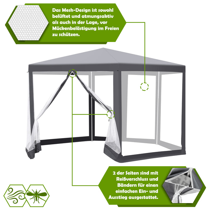 Sonnewelt Pavillon Gartenzelt mit Moskitonetz Wasserdicht 6-eckig